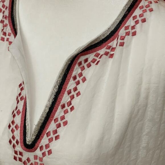 Sigrid Olsen Signature Embroidered Boho Long Sleeve V Neck Tunic Size Large - Picture 4 of 8